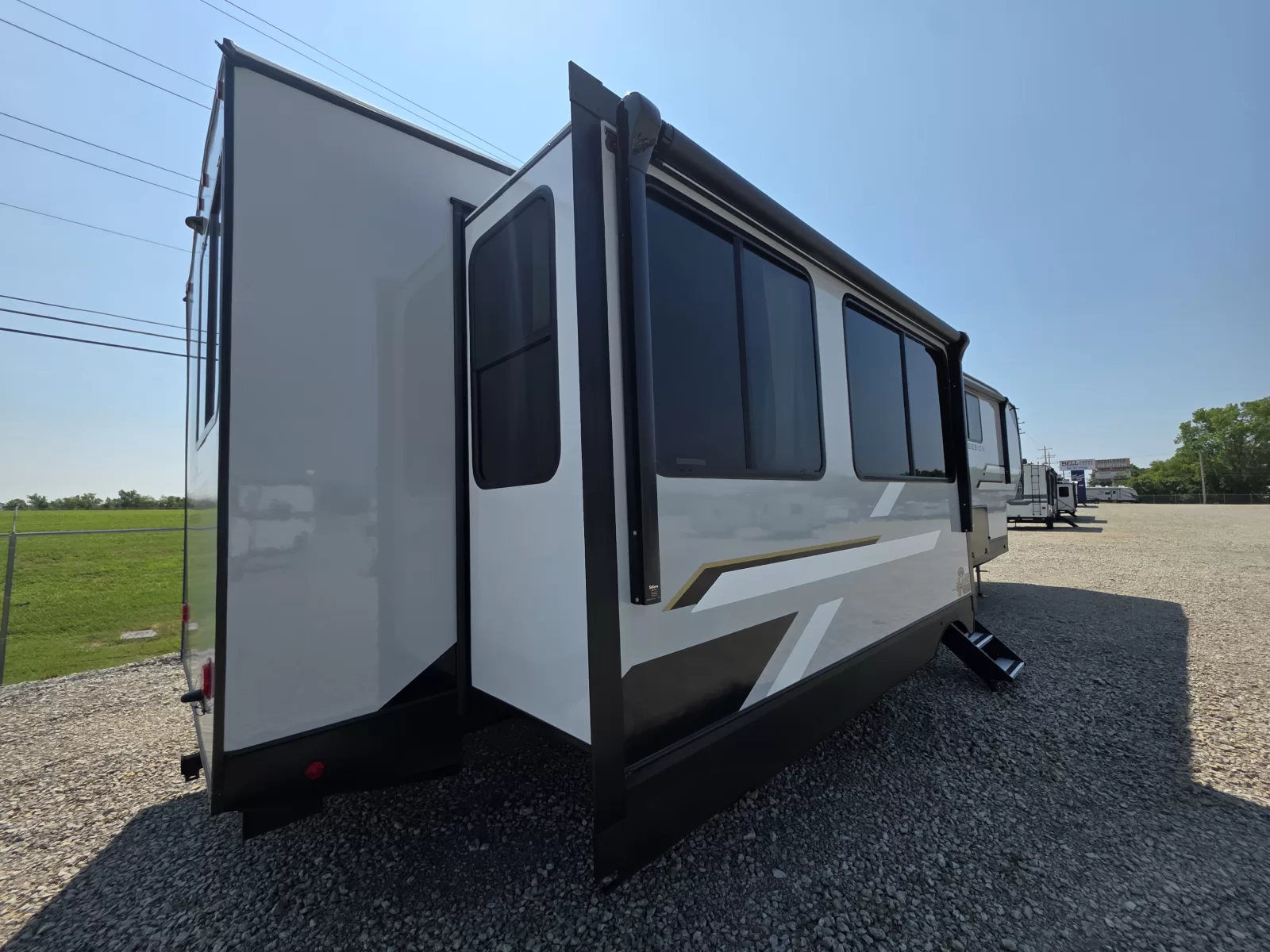 2027 Forest River Impression 360MYR fifth wheel primary bedroom available at Bell Camper Sales in Bartlesville, Oklahoma