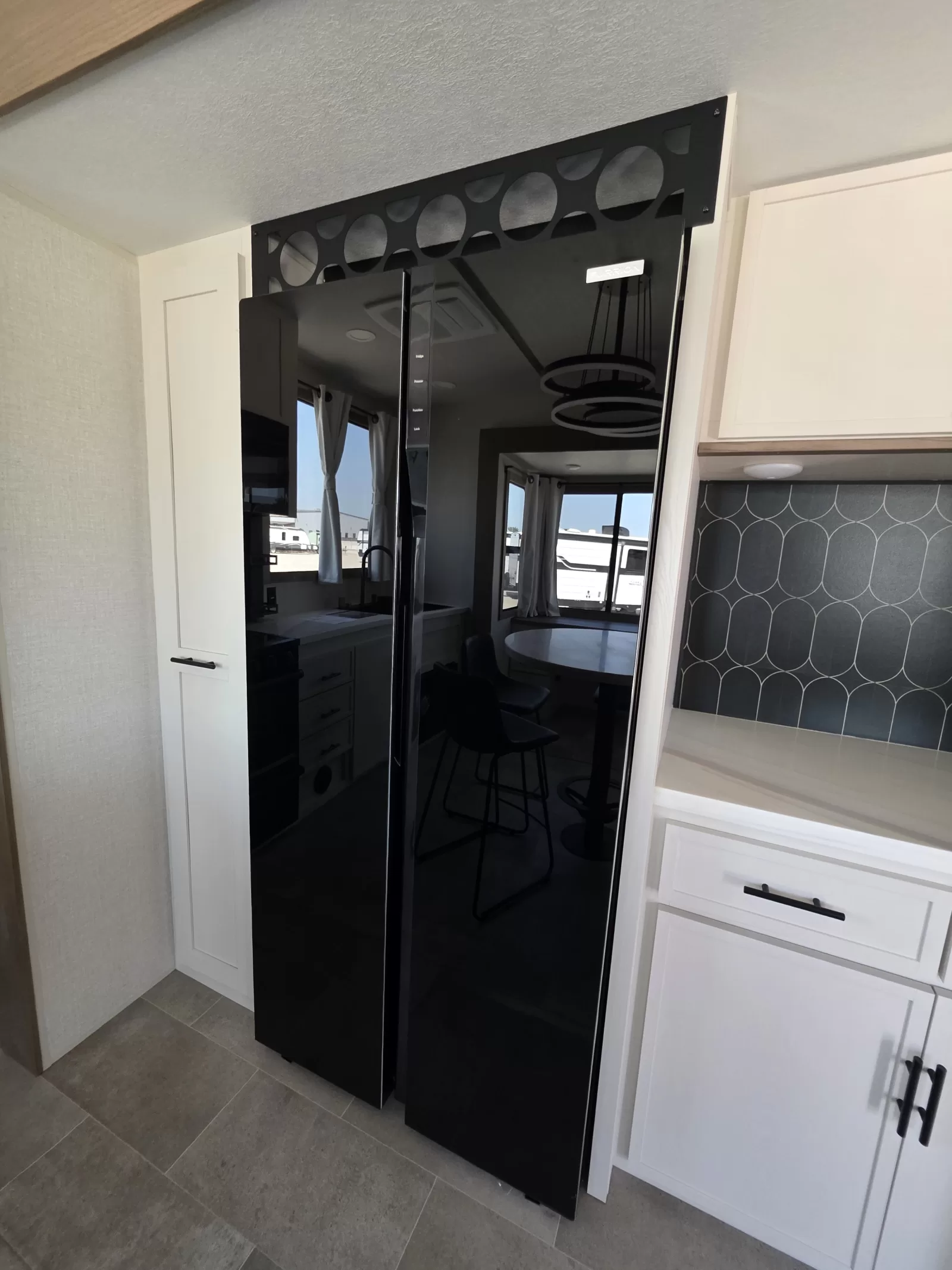 2027 Forest River Impression 360MYR fifth wheel entertainment area available at Bell Camper Sales in Bartlesville, Oklahoma