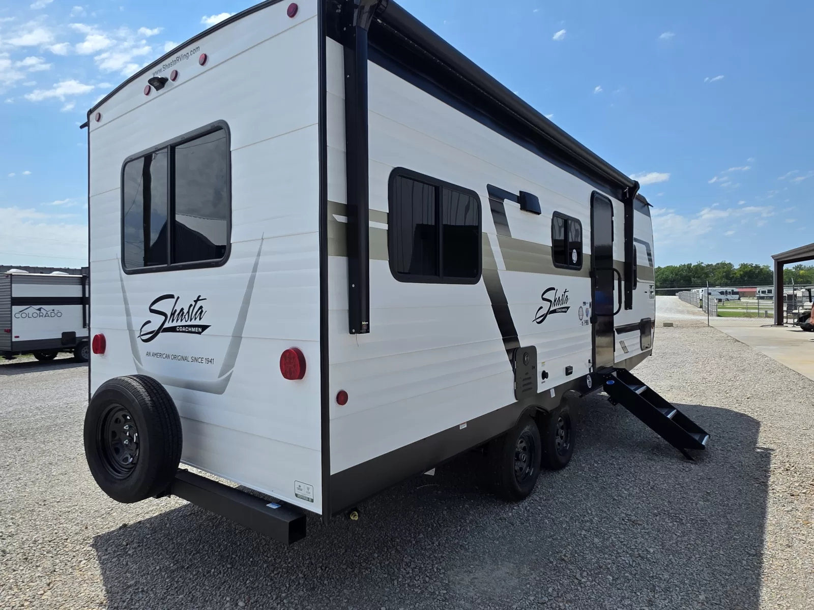 2027 Shasta Oasis 521CK travel trailer bedroom available at Bell Camper Sales in Bartlesville, Oklahoma