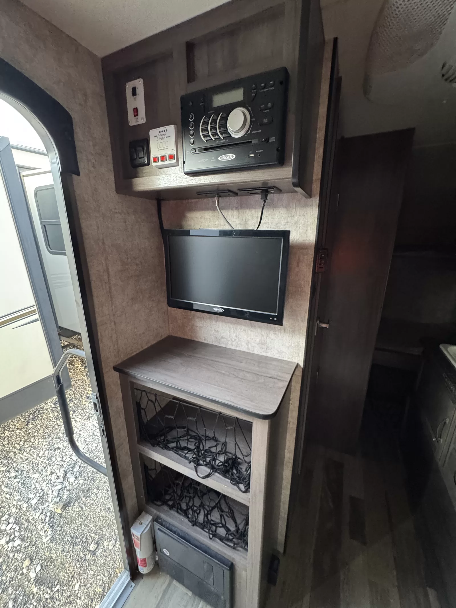 2017 Winnebago Minnie Drop 170K travel trailer storage compartment available at Bell Camper Sales in Bartlesville, Oklahoma