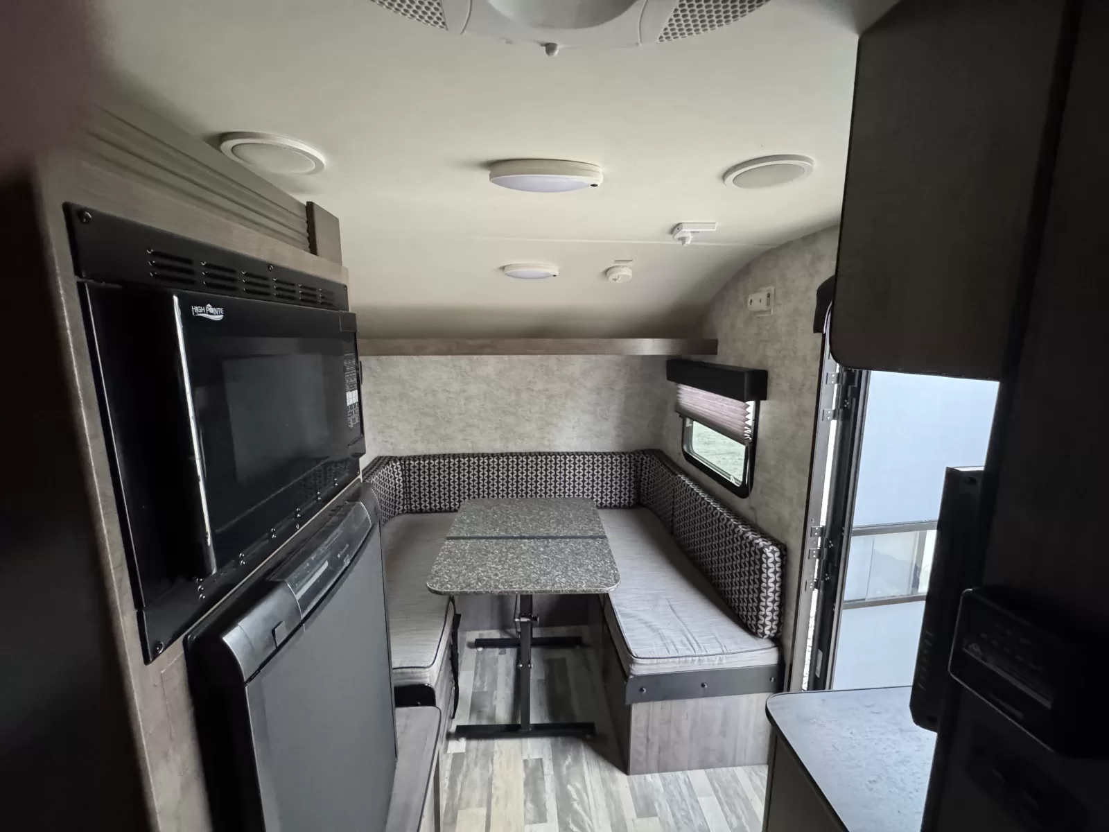 2017 Winnebago Minnie Drop 170K travel trailer entry door view available at Bell Camper Sales in Bartlesville, Oklahoma
