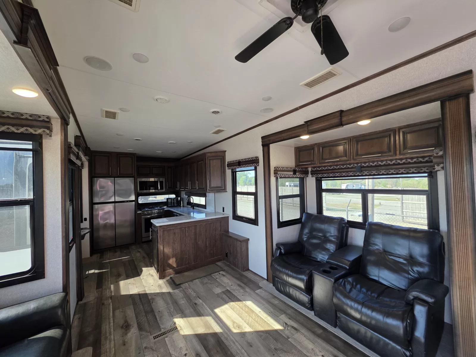 2021 KZ Durango Gold 391RKQ fifth wheel cockpit and driver area available at Bell Camper Sales in Bartlesville, Oklahoma
