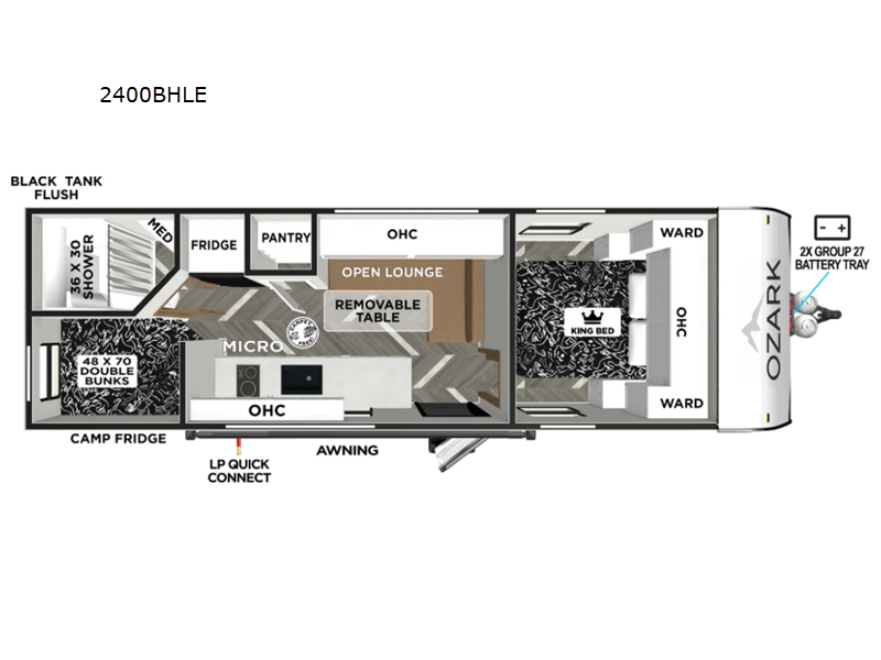 New 2026 Forest River RV Ozark 2400BHLE floorplan layout