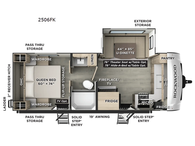 New 2026 Forest River RV Rockwood Mini Lite 2506FK floorplan layout