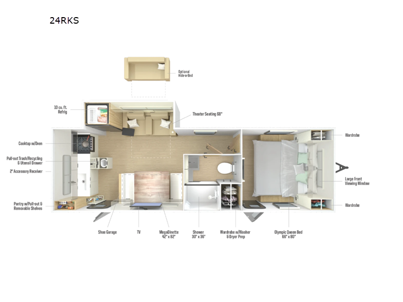 New 2026 Winnebago Thrive 24RKS floorplan layout