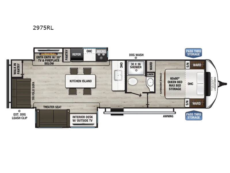 New 2026 Coachmen RV Northern Spirit Ultra Lite 2975RL floorplan layout