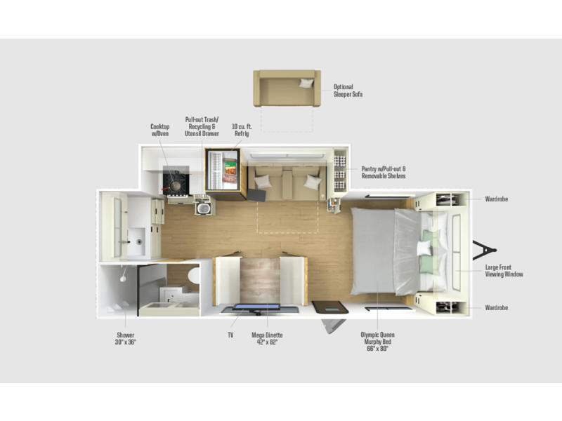 New 2026 Winnebago Thrive 26FKD floorplan layout