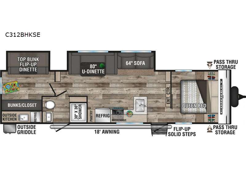 Used 2021 KZ Connect SE C312BHKSE floorplan layout