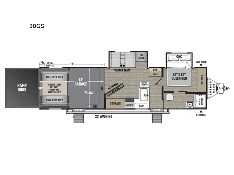 New 2026 Forest River RV Work and Play 30GS floorplan layout