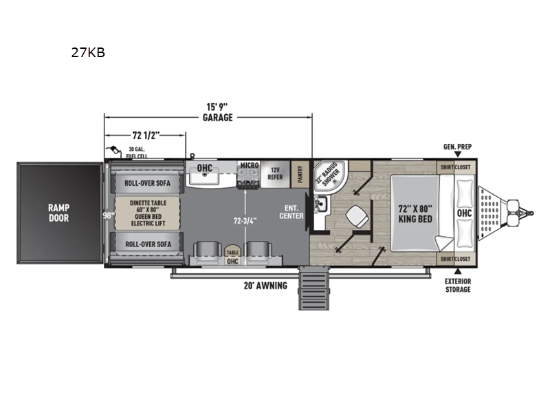 New 2026 Forest River RV Work and Play 27KB floorplan layout