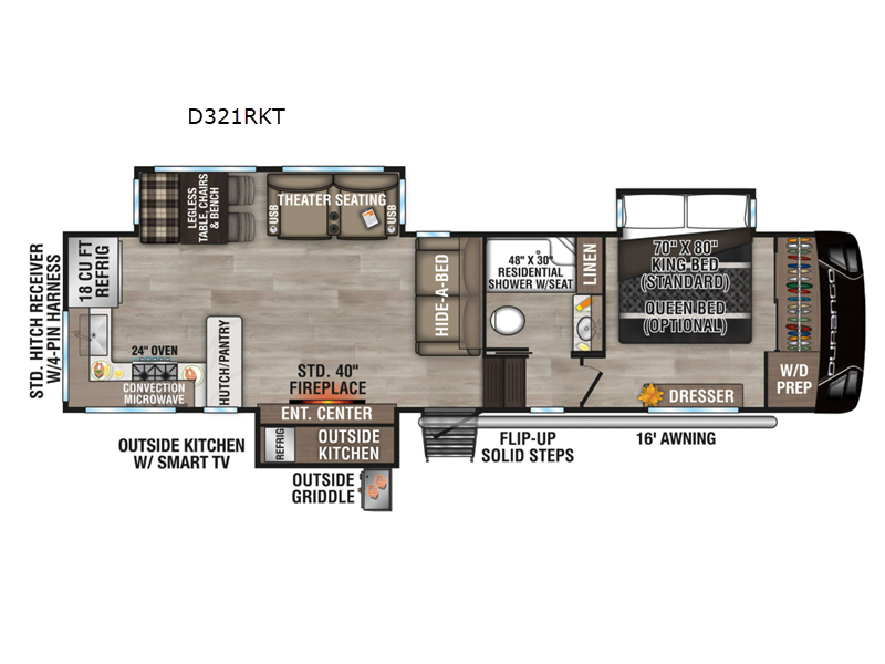 New 2025 KZ Durango D321RKT floorplan layout