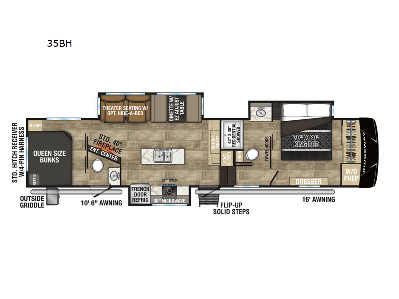 New 2026 KZ Ridgeway 35BH floorplan layout