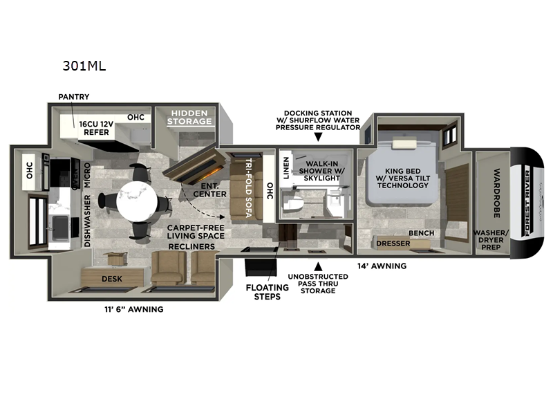 New 2026 Forest River RV Impression 301ML floorplan layout