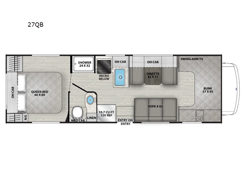 New 2026 Coachmen RV Freelander 27QB Chevy 3500 floorplan layout
