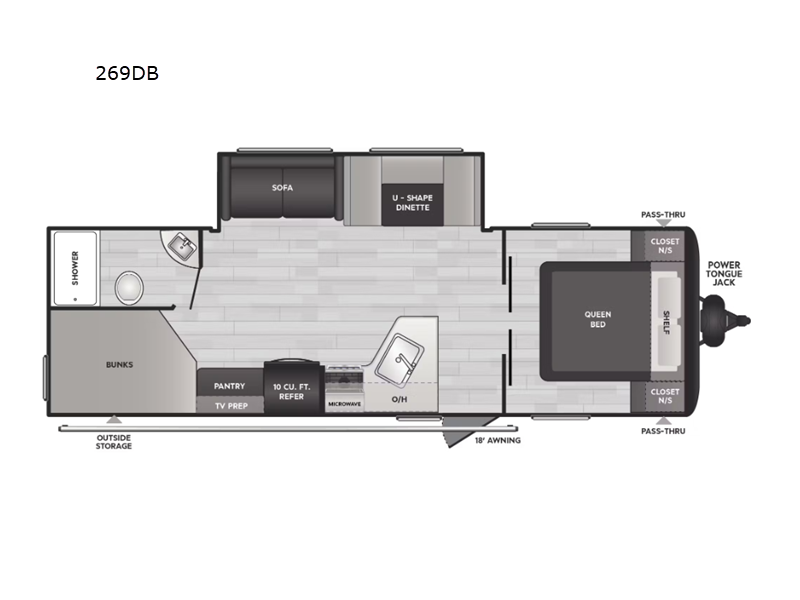 New 2025 Keystone RV Hideout Sport Double Axle 269DB floorplan layout