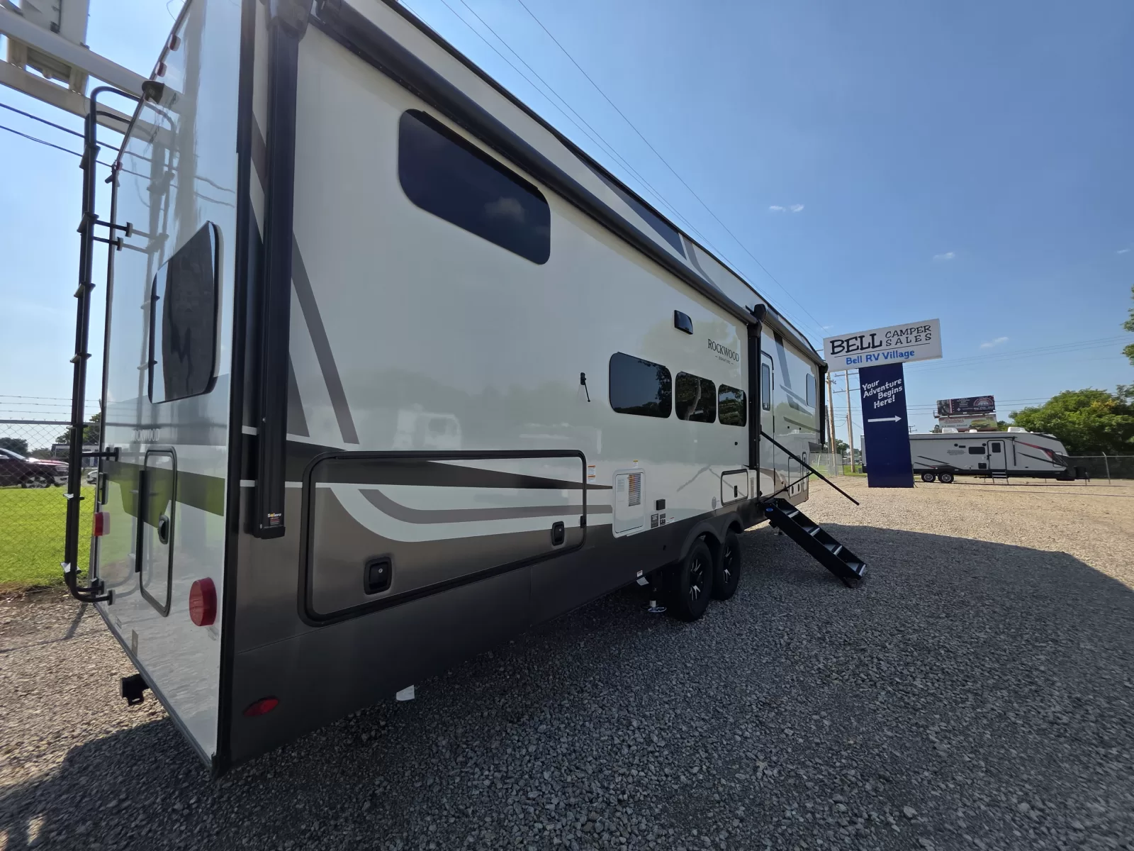 2027 Forest River R374DBH fifth wheel storage compartment available at Bell Camper Sales in Bartlesville, Oklahoma