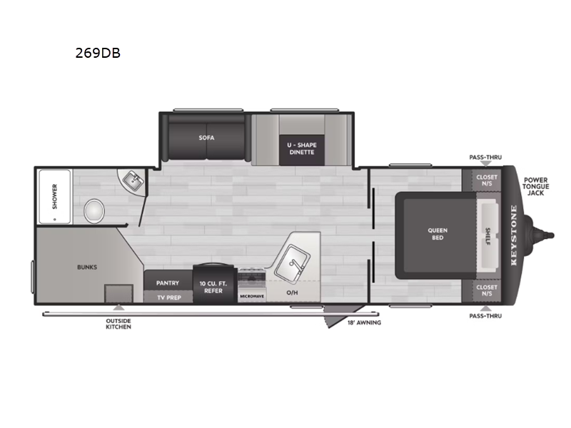 New 2026 Keystone RV Hideout Sport Double Axle 269DB floorplan layout