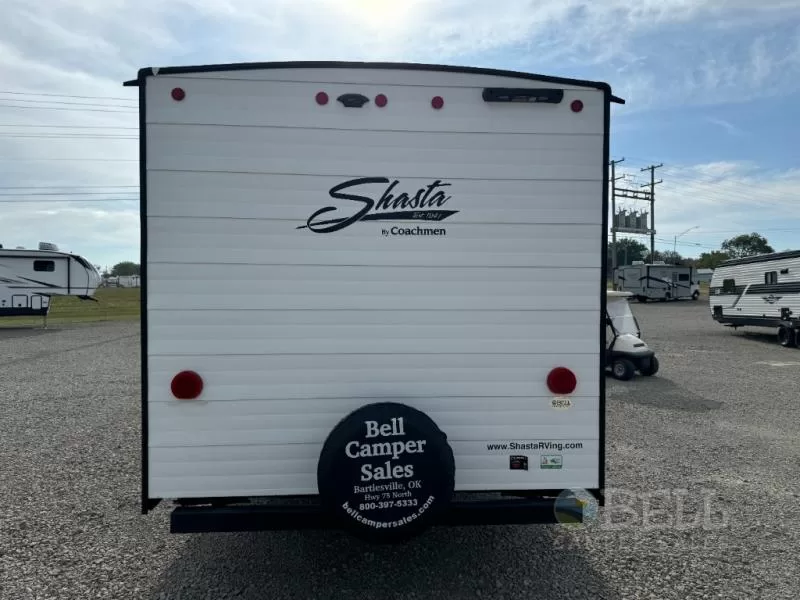 2025 Shasta 525BHS travel trailer rear exterior available at Bell Camper Sales in Bartlesville, Oklahoma